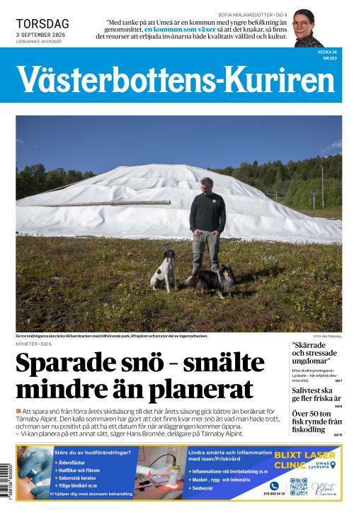 Västerbottens-Kuriren 3.9.2026