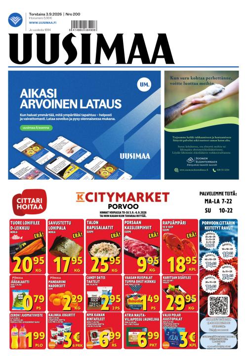 Uusimaa 3.9.2026