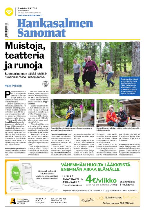 Hankasalmen Sanomat 3.9.2026