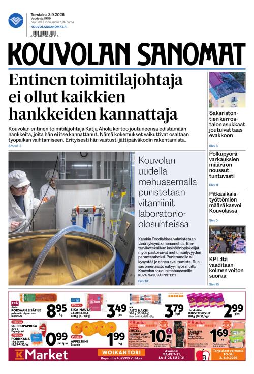 Kouvolan Sanomat 3.9.2026
