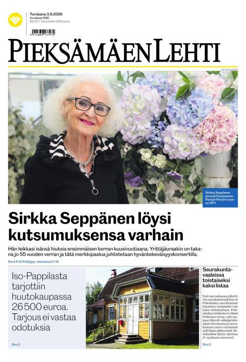 Pieksämäen lehti 3.9.2026