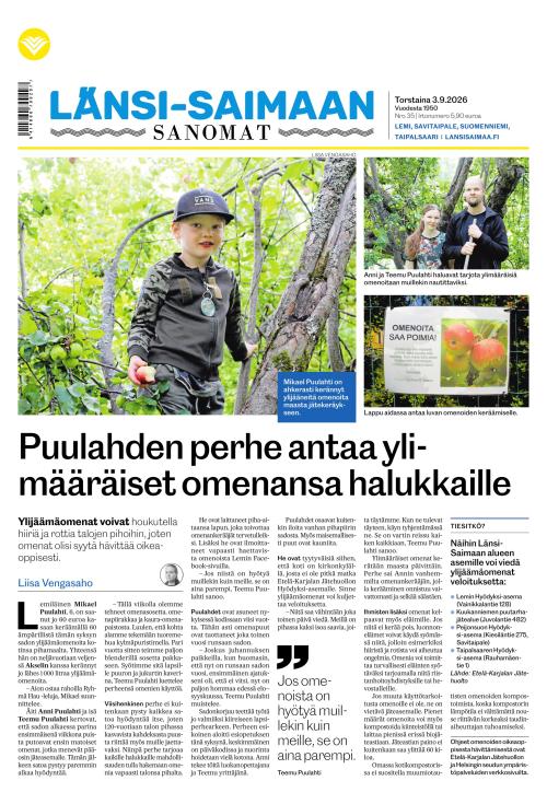 Länsi-Saimaan Sanomat 3.9.2026