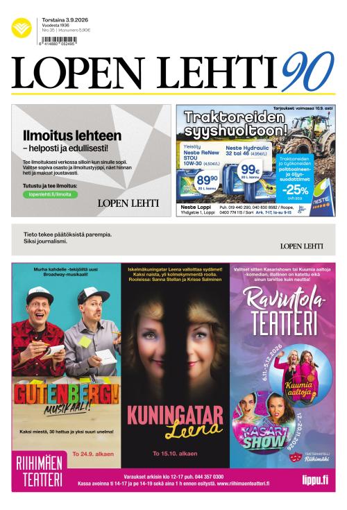 Lopen Lehti 3.9.2026