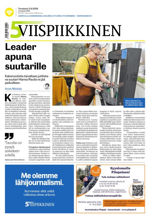 Viispiikkinen 3.9.2026