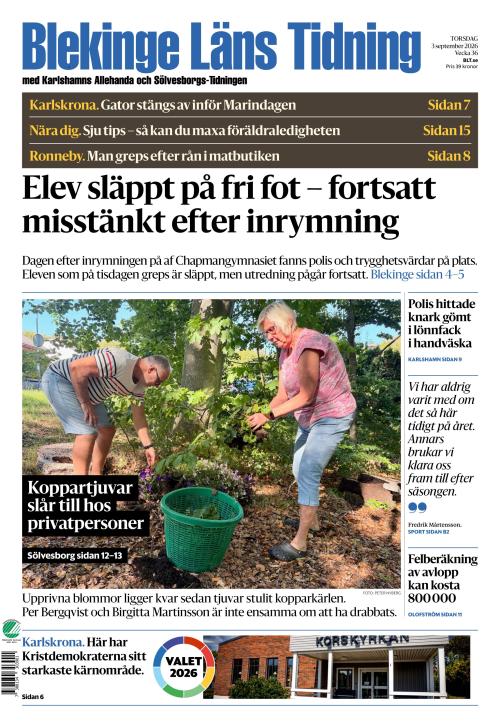 Blekinge Läns Tidning 3.9.2026
