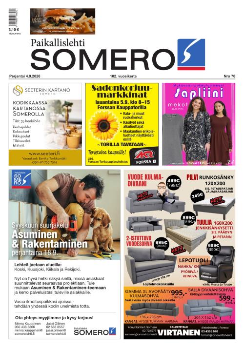 Paikallislehti Somero 4.9.2026