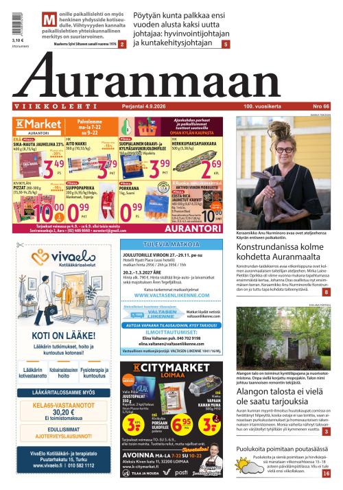 Auranmaan Viikkolehti 4.9.2026