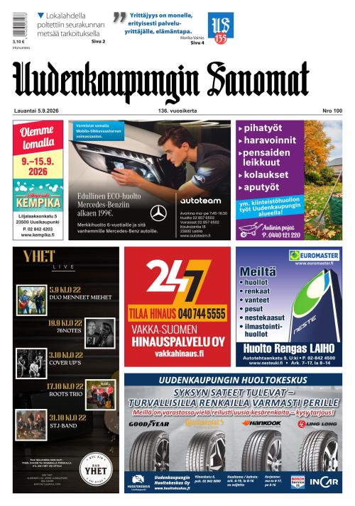 Uudenkaupungin Sanomat 5.9.2026