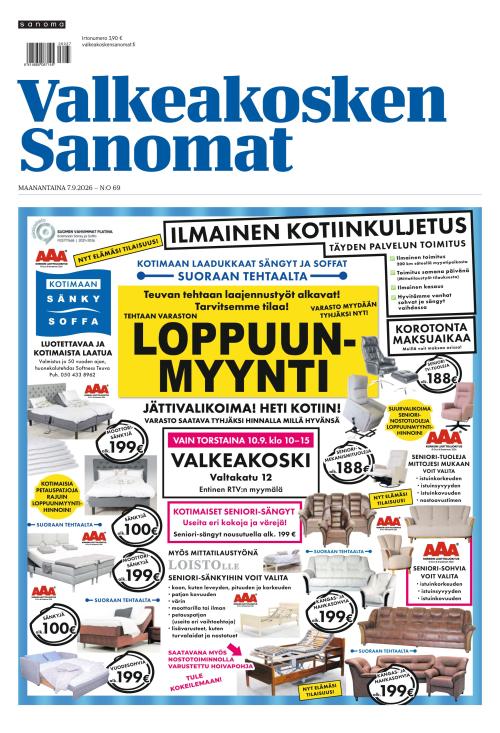 Valkeakosken Sanomat 7.9.2026