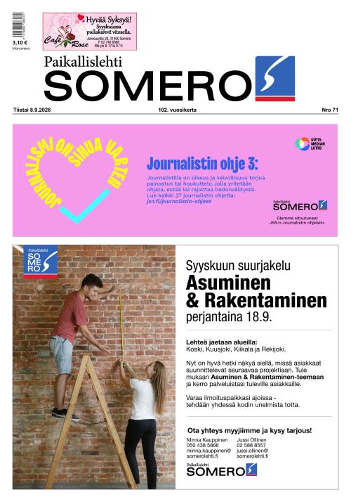 Paikallislehti Somero 8.9.2026
