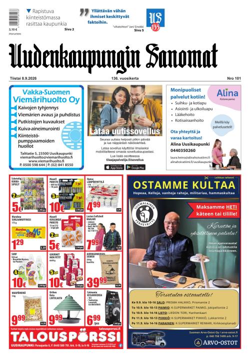 Uudenkaupungin Sanomat 8.9.2026