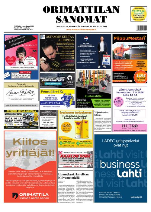 Orimattilan Sanomat 8.9.2026