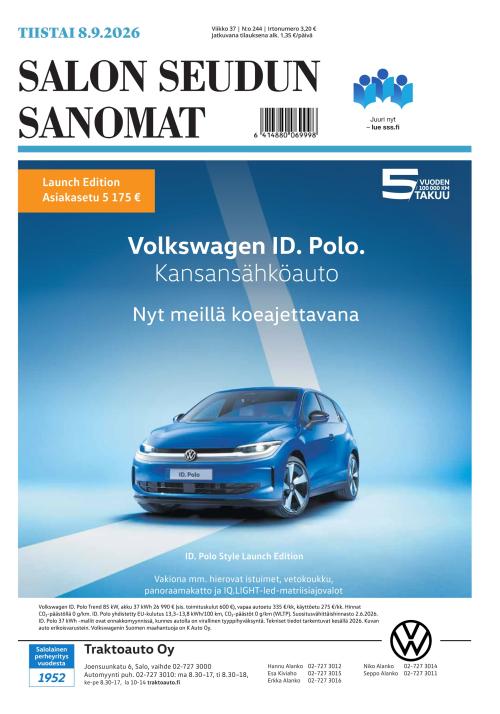 Salon Seudun Sanomat 8.9.2026