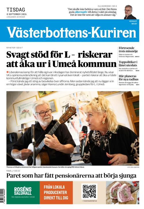 Västerbottens-Kuriren 8.9.2026