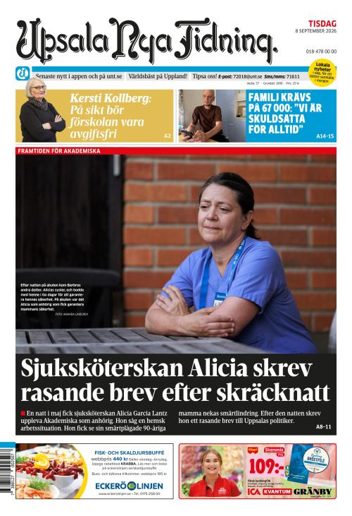 Upsala Nya Tidning 8.9.2026