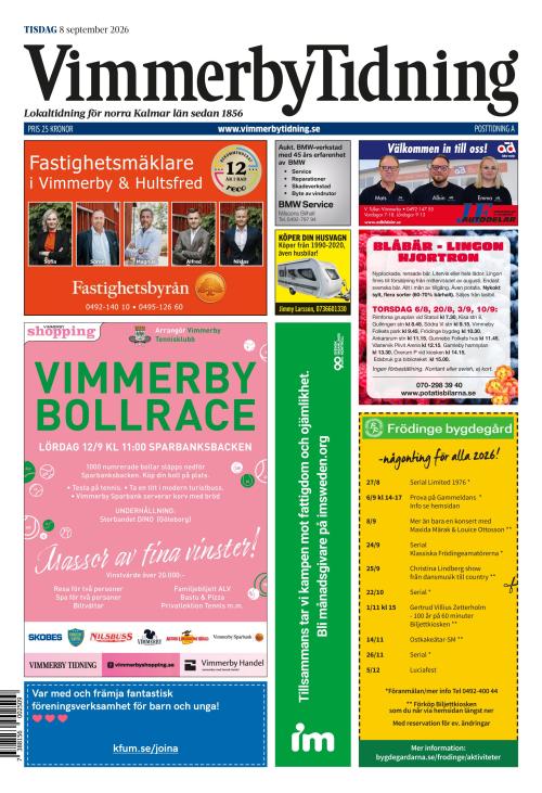 Vimmerby Tidning / Kinda-Posten 8.9.2026