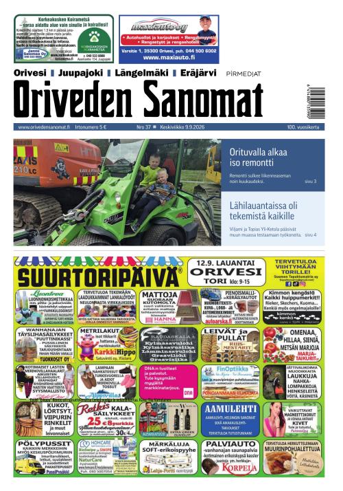 Oriveden Sanomat 9.9.2026