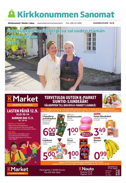 Kirkkonummen Sanomat 9.9.2026
