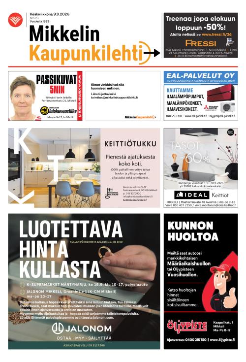 Mikkelin kaupunkilehti 9.9.2026
