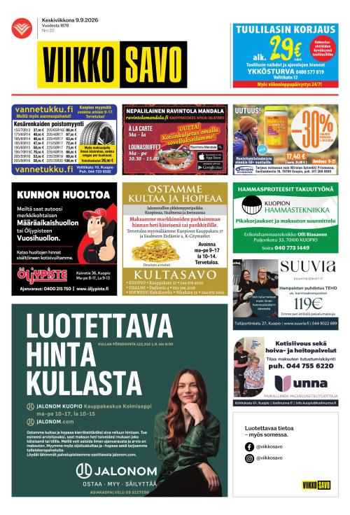 Viikkosavo 9.9.2026