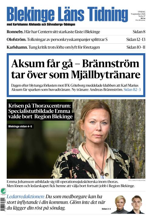Blekinge Läns Tidning 9.9.2026