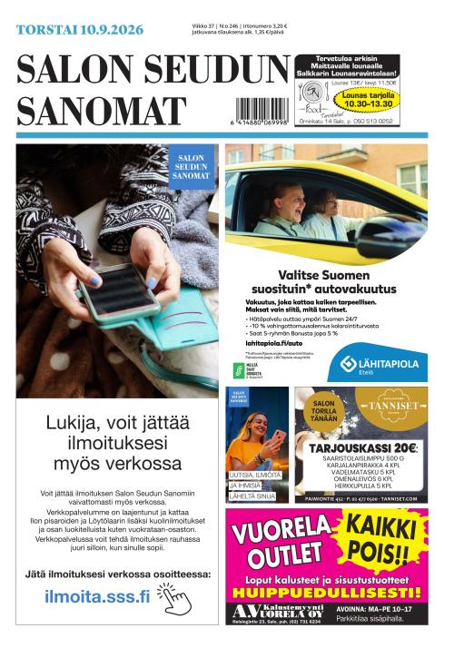 Salon Seudun Sanomat 10.9.2026