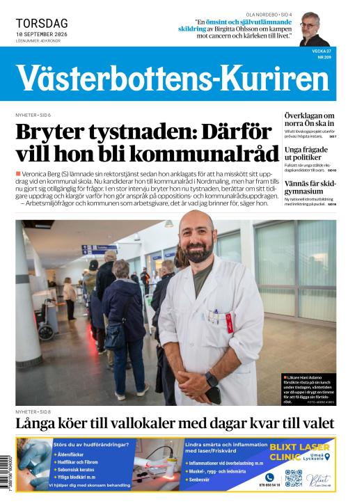 Västerbottens-Kuriren 10.9.2026