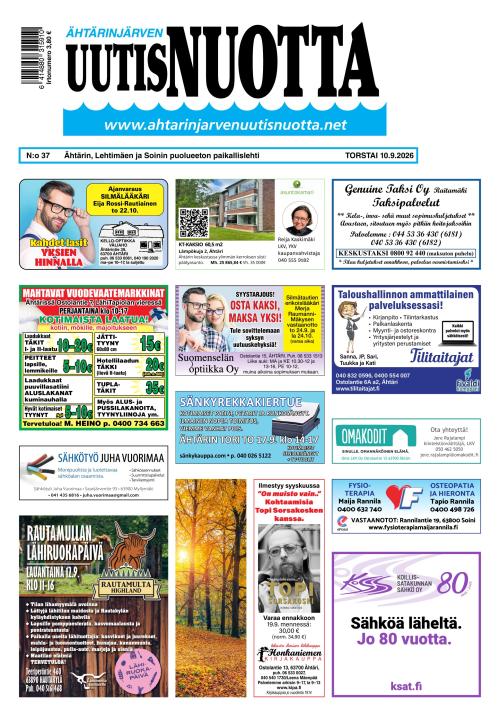 Ähtärinjärven Uutisnuotta 10.9.2026