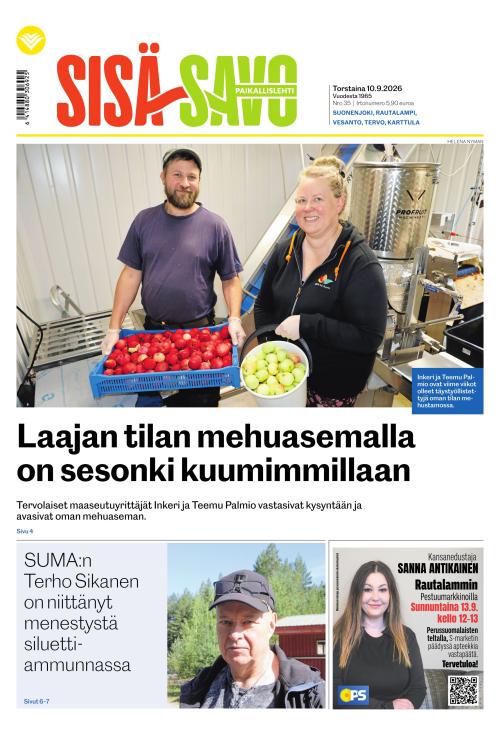 Paikallislehti Sisä-Savo 10.9.2026