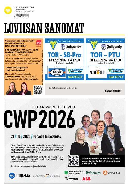 Loviisan Sanomat 10.9.2026