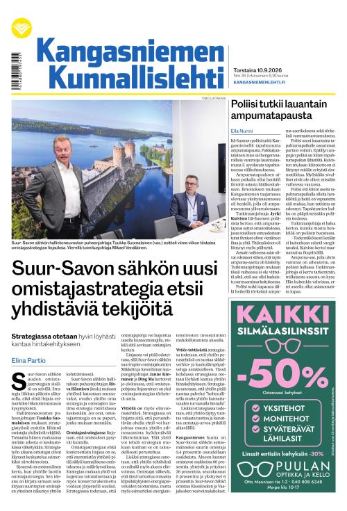 Kangasniemen kunnallislehti 10.9.2026