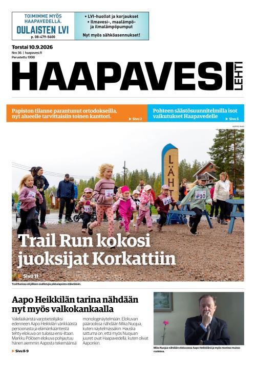 Haapavesi-lehti 10.9.2026