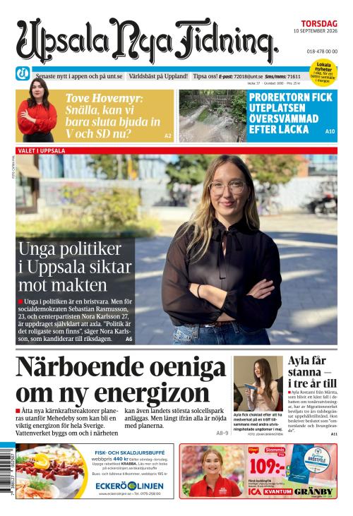 Upsala Nya Tidning 10.9.2026