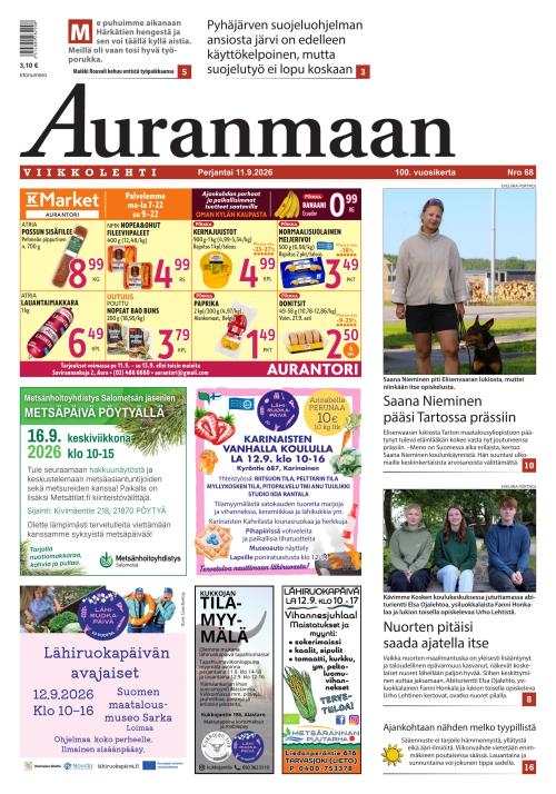 Auranmaan Viikkolehti 11.9.2026