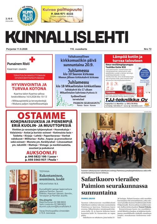 Kunnallislehti Paimio-Sauvo-Kaarina 11.9.2026