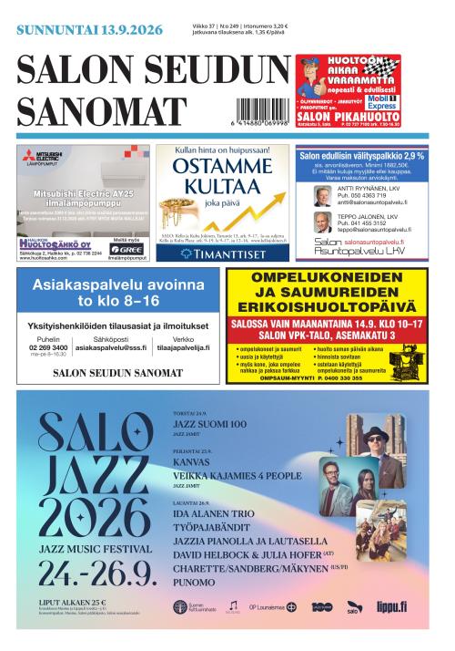Salon Seudun Sanomat 13.9.2026