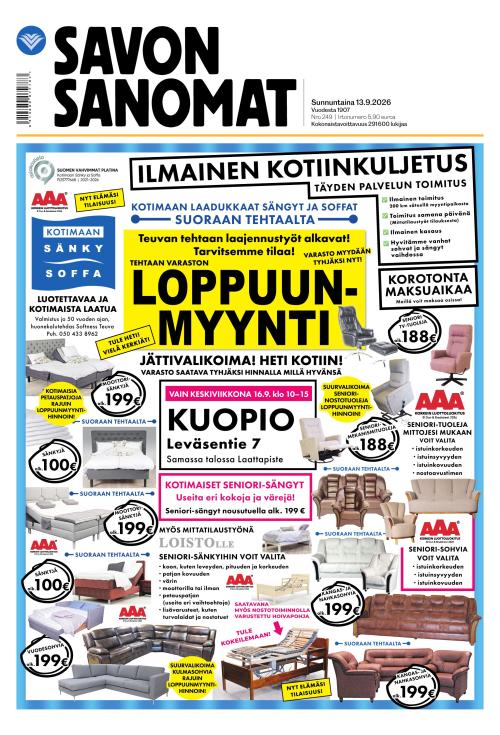 Savon Sanomat 13.9.2026