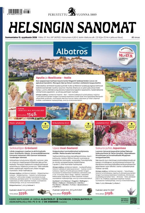 Helsingin Sanomat 13.9.2026
