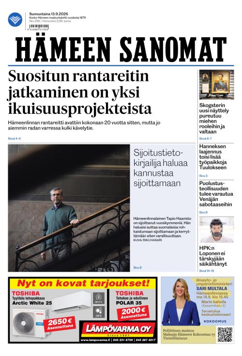 Hämeen Sanomat 13.9.2026