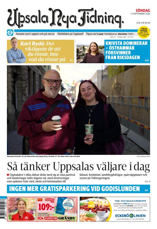 Upsala Nya Tidning 13.9.2026