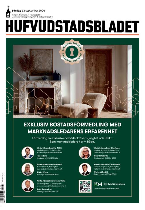 Hufvudstadsbladet 13.9.2026