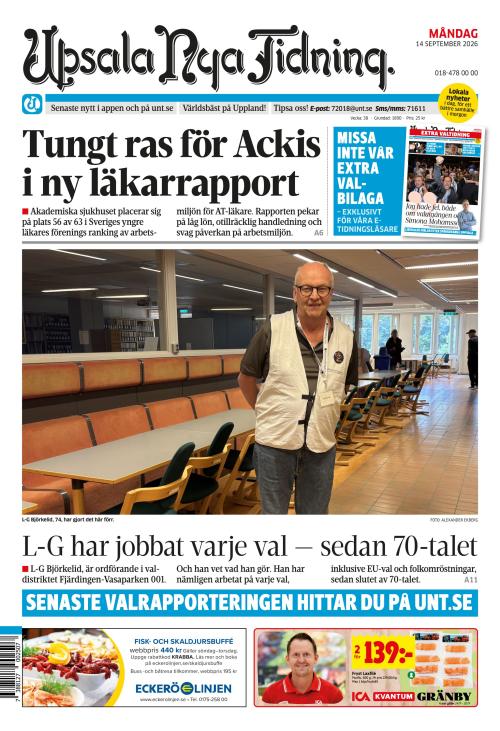 Upsala Nya Tidning 14.9.2026