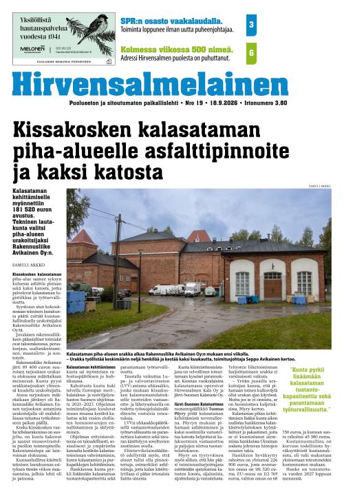 Hirvensalmelainen 18.9.2026