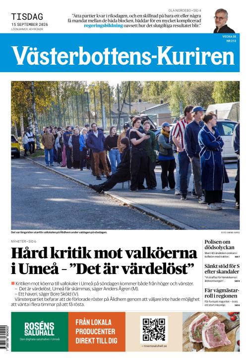 Västerbottens-Kuriren 15.9.2026