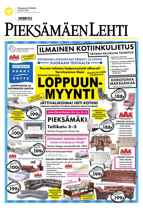 Pieksämäen lehti 15.9.2026
