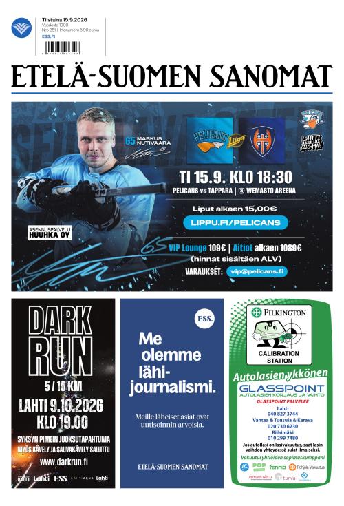 Etelä-Suomen Sanomat 15.9.2026