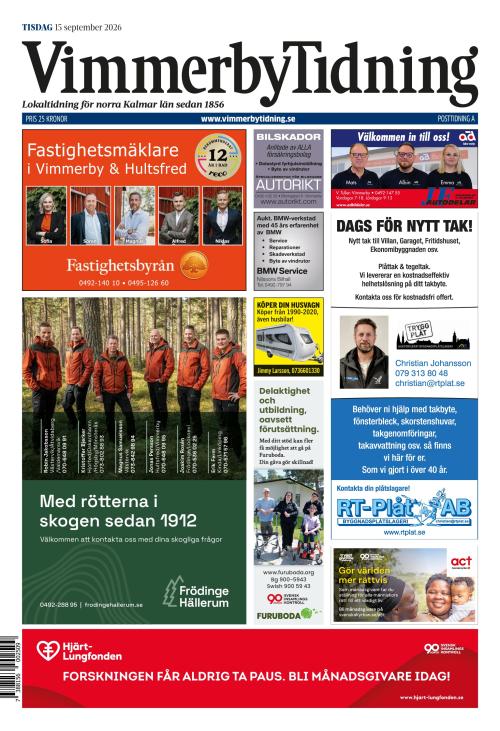 Vimmerby Tidning / Kinda-Posten 15.9.2026