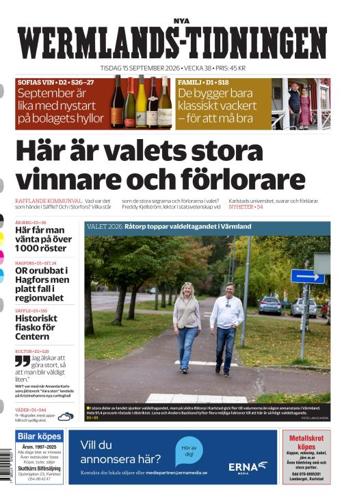 Nya Wermlands-Tidningen 15.9.2026