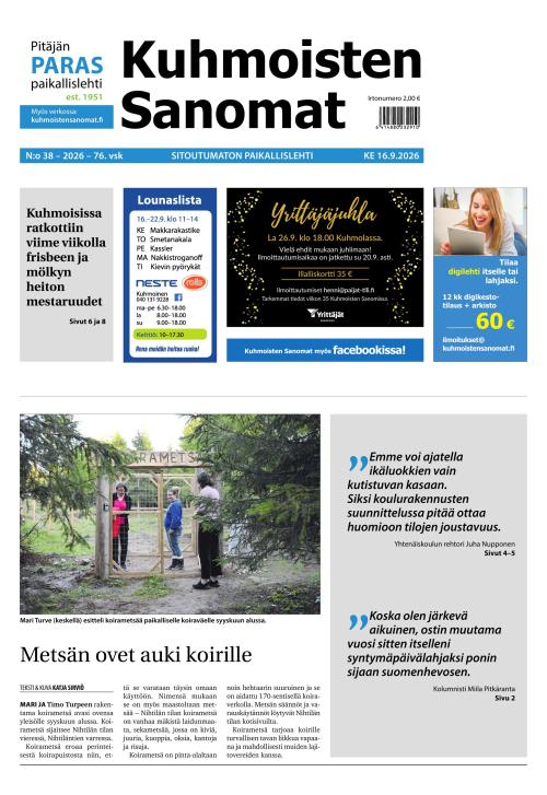 Kuhmoisten Sanomat 38/2026