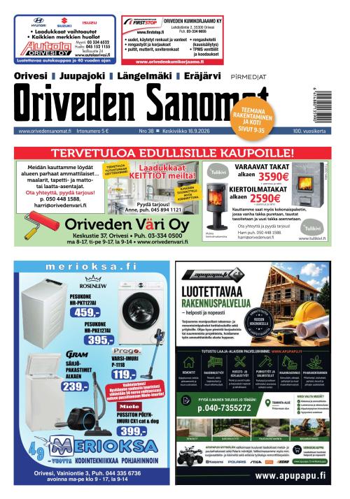 Oriveden Sanomat 16.9.2026
